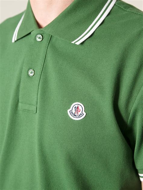 Lyst Moncler Striped Trim Polo Shirt In Green For Men