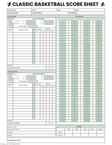 FIBA Basketball Score Sheet Template - WordLayouts