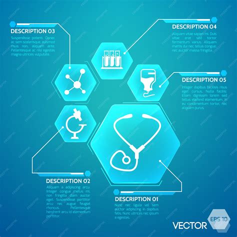 Медицина и аптека синий плакат с больничной символикой плоской ...