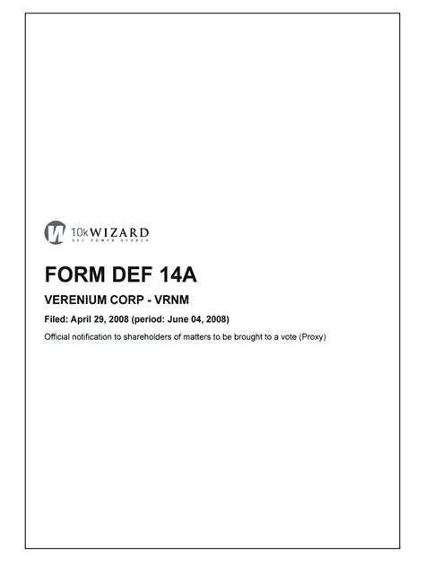 Fillable Online Media Corporate Ir Form Def A Media Corporate Ir