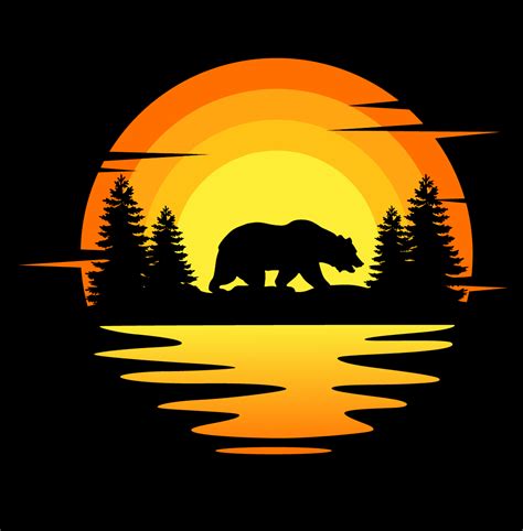 Sunset Bear & Forest Silhouette Photography Backdrop