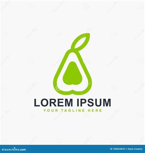 Green Pear Fruit Logo Design Outline Pear Icon Sign Vector Stock