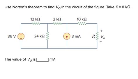 Solved Use Nortons Theorem To Find Vo In The Circuit Of The Chegg