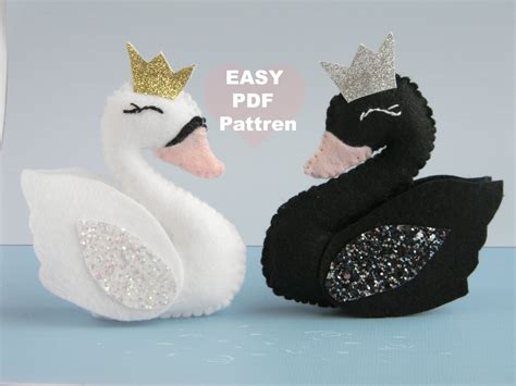 Pdf Pattern Felt Swan Ornament Swan Hand Sewing Pattern Swan Etsy Uk