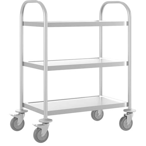 Stainless Steel Serving Trolley Eurokraft Basic 3 Shelves