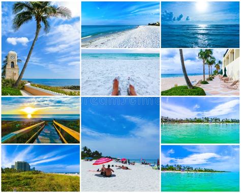 Collage About Beachs At Usa Stock Image Image Of Collage Cityscape