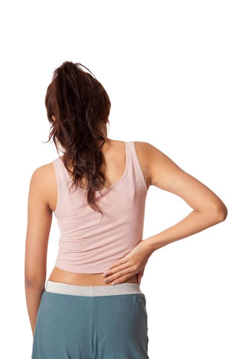 Pretty Asian Girl Has Back Pain Stock Image Image Of Studio Healthy