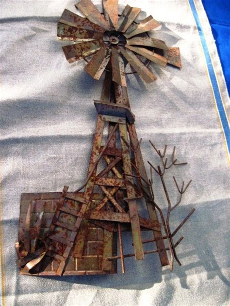 Vintage METAL WINDMILL Wall Decor