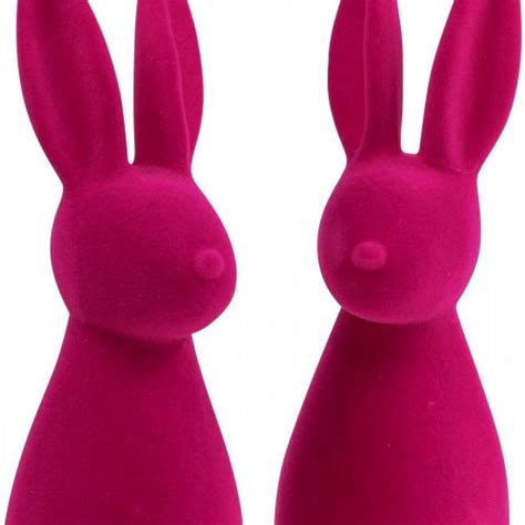 Floristik De Deko Hase Deko Osterhase Beflockt Pink H Cm St