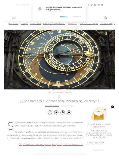 Quién Inventó El Primer Reloj Historia De Los Relojes Watches World Watches World Pdf