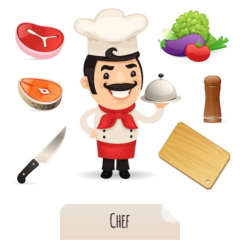 Conjunto De Iconos De Chef Masculino Vector Premium