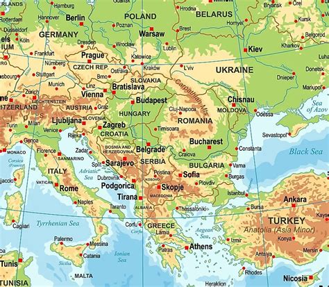 Topographic Map Of The Balkans Map Of Africa By Country