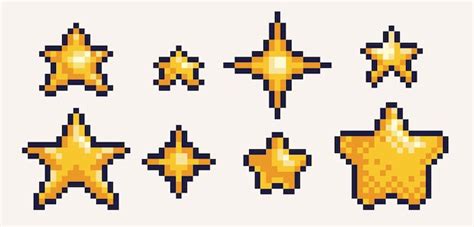 Premium Vector Shiny Golden Stars Pixel Art Icon Set Rating Or