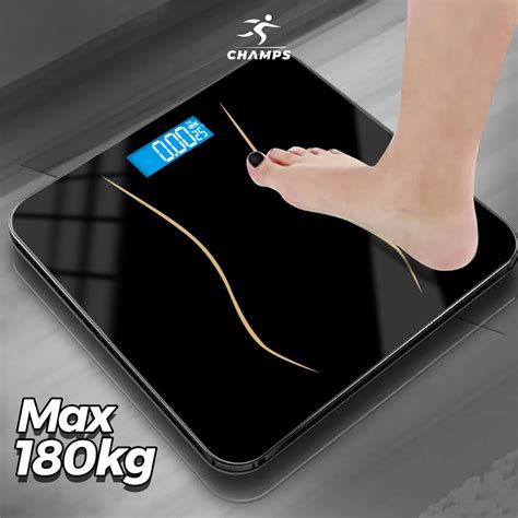 Jual CHAMPS Timbangan Badan Digital 180 Kg Mini Digital Hitam Polos