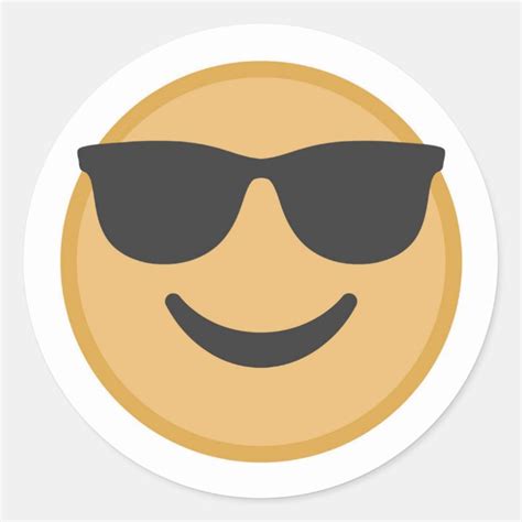 Cool Shades Emoji Face Classic Round Sticker | Zazzle.com.au