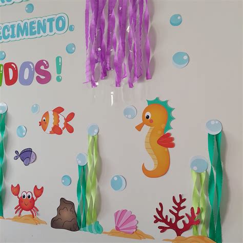 Painel Volta às Aulas Fundo do Mar Prof Amor Professora e