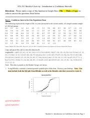 Copy Of STA 301 Module 8 Activity Introduction To Confidence Intervals