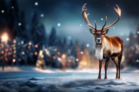 Majestic Reindeer in Winter Wonderland. Generative Ai Stock ...