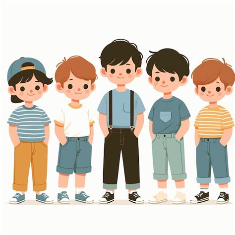 Premium Vector Cute Boys Team Cartoon Characters