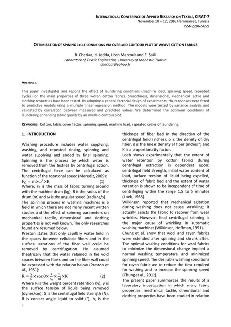 Pdf Optimization Of Spining Cycle Conditions Via Overlaid Contour