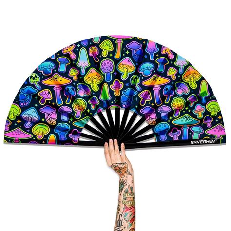 Buy Raveahem Uv Glow Rave Fan Bamboo Folding Clack Hand Fan For Men