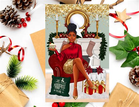 Black Christmas Cards African American Greeting Cards Etsy