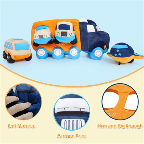 Maogolan 157 Big Car Stuffed Plush Toy Soft Truck Toy Set With 4