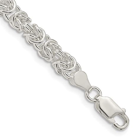 Sterling Silver 4 75mm Rounded Byzantine Chain Unclaimed Diamonds