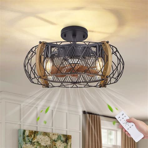 Atocif Farmhouse Ceiling Fan With Light 17 Caged Ceiling Fan