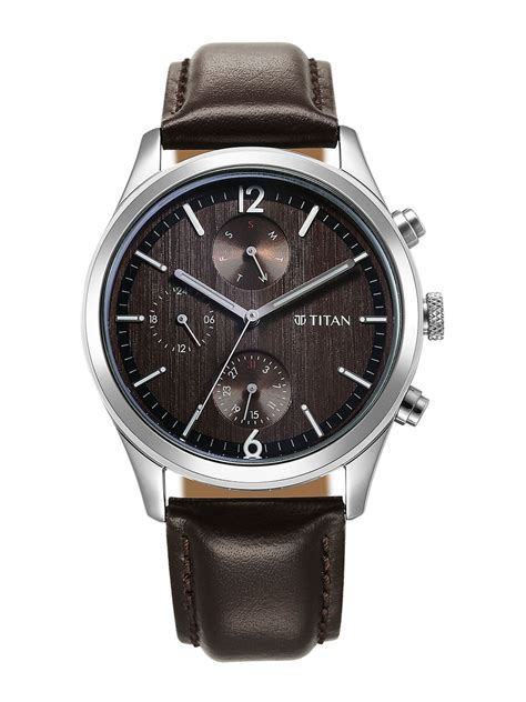 Titan Men Textured Dial Leather Straps Analogue Watch Sl