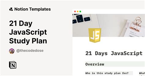 21 Day Javascript Study Plan Template Notion Marketplace