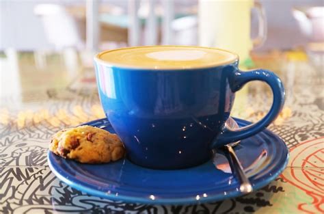 Premium Photo Cup Of Cappuccino Coffee With A Chocolate Chip Cookie