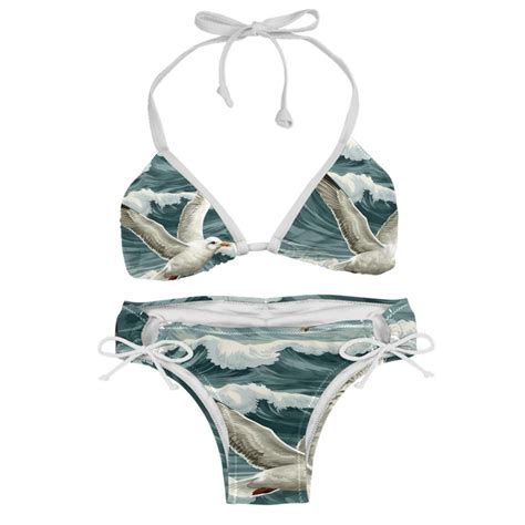 Seagull Women S Bikini Set With Detachable Sponge Adjustable Strap