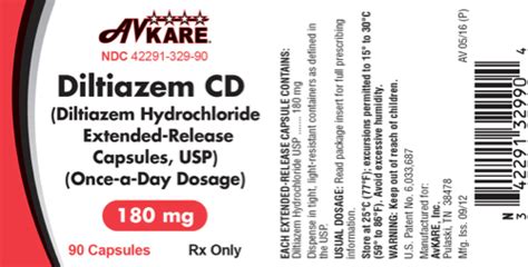 Ndc Diltiazem Hydrochloride Extended Release Label