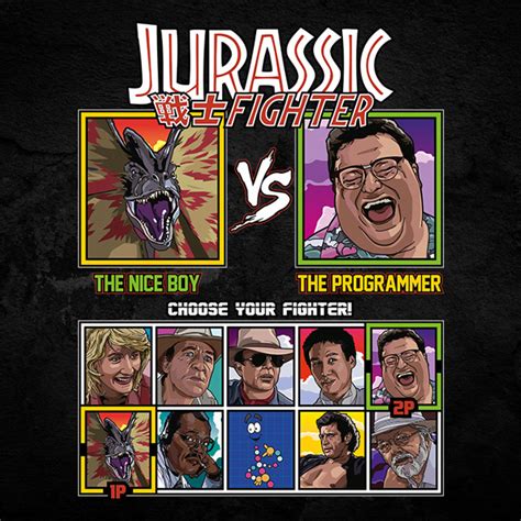 Jurassic Park Fighter Dilophosaurus Vs Dennis Nedry T Shirt