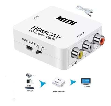 Conversor Av P Hdmi 1080p Adaptador Video Composto 3 Rca