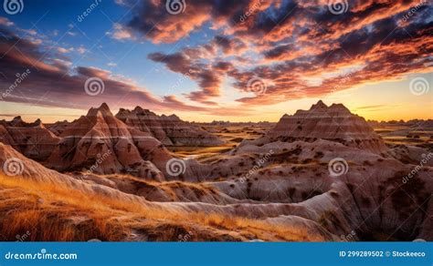 Stunning Photo Realistic Landscapes Sunset Over Badlands National Park