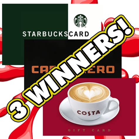 £100 Costa Starbucks Or Caffe Nero T Card 4 3 Winners Jammy