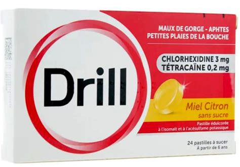 Drill Maux De Gorge Miel Citron Sans Sucre Pastilles Pharmacie