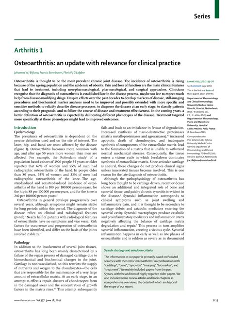 Pdf Osteoarthritis An Update With Relevance For Clinical Practice