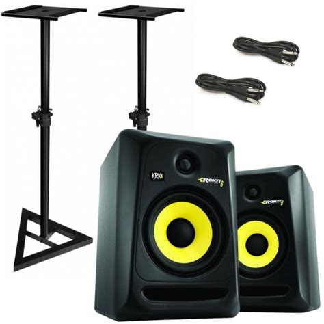 Krk Rokit Rp6 G3 Studio Monitors Plus Speaker Stands And Cables