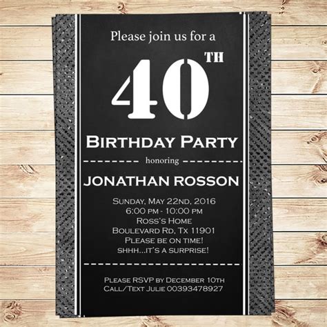 Mens Surprise Birthday Party Invitations Instant Download Diy Black