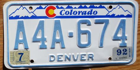 1992 Colorado designer vg - Automobile License Plate Store: Collectible ...