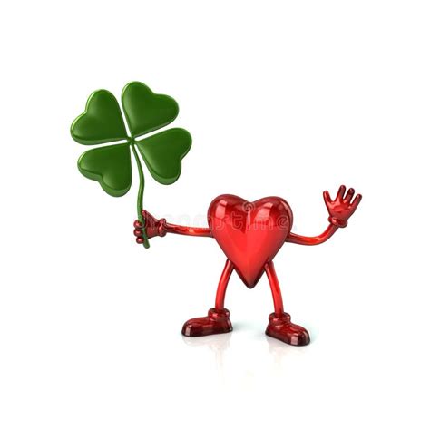 Four leaf heart clover stock illustration. Illustration of clover ...