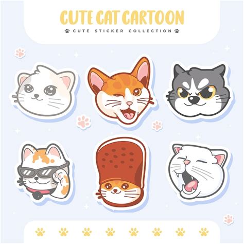 Premium Vector Cute Cats Sticker Cartoon 4