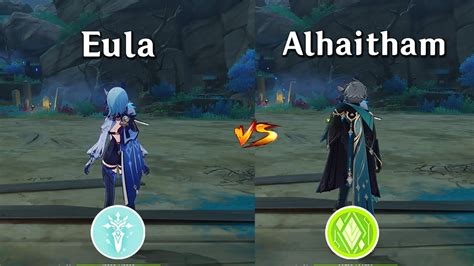 Eula Vs Alhaitham Who Is The Best Dps Dps Gameplay Comparison Youtube