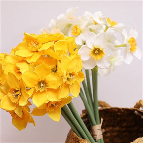 Artificial Narcissus Flower Bouquet Home Decoration Fake Desktop ...