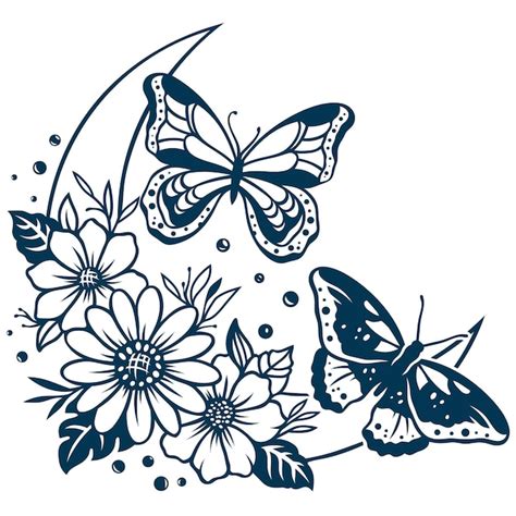 Premium Vector | Aesthetic Floral Butterfly Tattoo Design