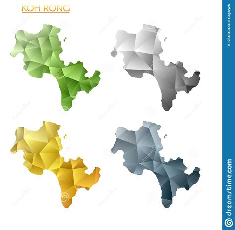 Set Of Vector Polygonal Maps Of Koh Rong Stock Vector Illustration