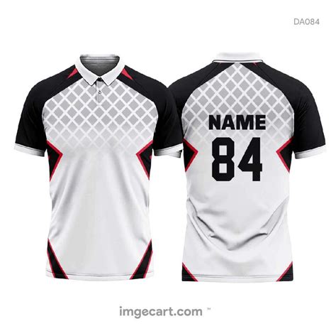 Cricket Jersey Design White With Black And Red Pattern Imgecart